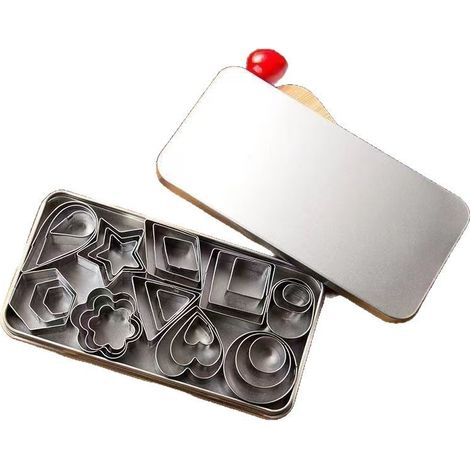30 Mini-Ausstechformen, Weihnachtsplätzchenausstecher, zehn Formen in jeweils drei Größen, geeignet für selbstgemachte Kuchen und Geburtstagsplätzchen, Quadrat, Kreis, Dreieck, Raute usw.