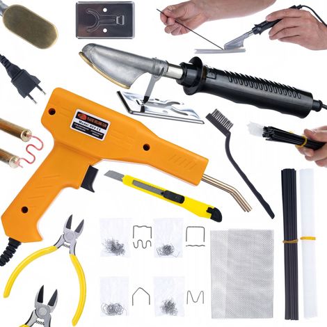Rosfix Set Kunststoffschweißgerät & Heißluft-Lötkolben – 750 °C, 230 V, 50 W 200 Klammern, Netz & PP-Stäbe Für Auto, DIY, Reparatur Kunststoffreparatur-Werkzeug