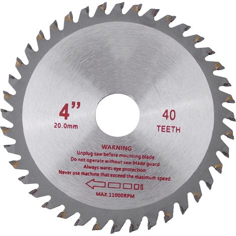 Lame de scie circulaire en carbure cémenté de 4 pouces (10 cm), 40 dents, pour la coupe du bois, diamètre d'alésage 20 mm