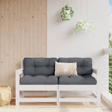 Lot de 2 Chaises de jardin Siège de Terrasse Fauteuil de jardin et coussins blanc bois de pin massif DGBDF133142 (1/5)