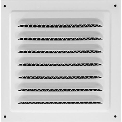 Grille de ventilation 200 x 200 mm Aérateur en acier inoxydable blanc avec moustiquaire, résistant à la corrosion (1/5)