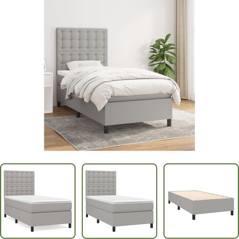 Matratze - Boxspringbett mit Matratze Hellgrau 90x190 cm Stoff (1/5)