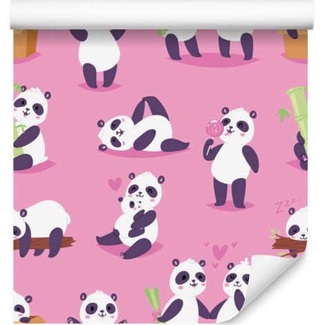 Carta da parati con panda felici per soggiorno e camera da letto, 50x1000 cm (1/5)