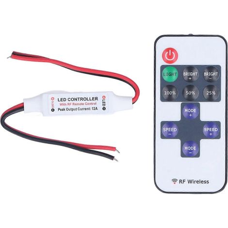 Funkfernbedienung mit 11 Tasten, kabellos, Mini-LED-Controller, Dimmer, rot-schwarze Kabelschnittstelle