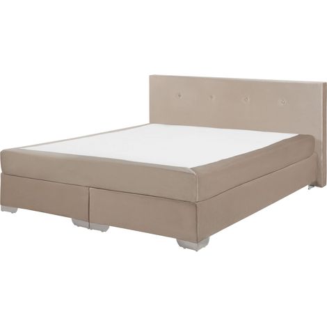 Divan Bed Velvet CONSUL 160 x 200 cm (EU King Size) Light Beige