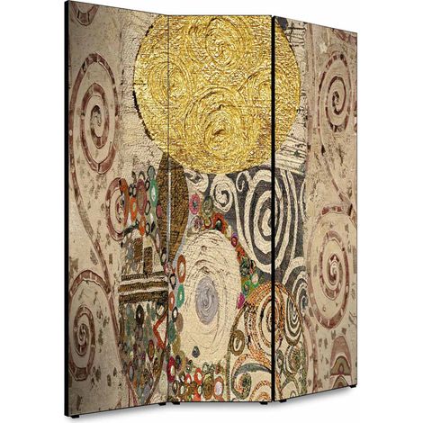 Lupia - Separe' per interni, Divisorio 135,6 x H 176 x P 3,1 cm COMPOSITION STYLE KLIMT paravento 3 Ante in legno con Tele stampate fronte retro Soggetto unico (1/4)