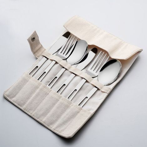 Kaelt - Ensemble de couverts en acier inoxydable 6 pi��ces, lavable au lave-vaisselle, style d��contract�� (1/4)