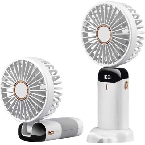 Mini ventilatore，Ventilatore portatile bianco，Raffreddamento con funzione aria condizionata，5 impostazioni，ricaricabile tramite USB (1/5)