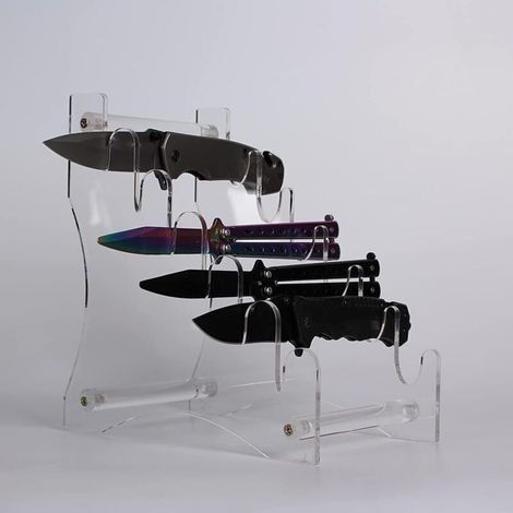 Messerständer aus Acryl – 6-stufiger, abnehmbarer Messerhalter, leichtes Aufbewahrungsregal für Taschenmesser (1/3)