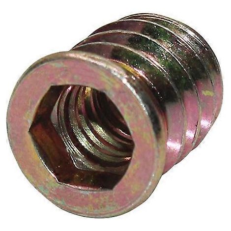 Lot de 20 écrous à insert fileté M10x25mm pour meubles en bois, avec douille hexagonale. (1/4)