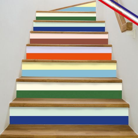 Contremarches adhésives PVC pour escalier - multicouleur - Lot de 5 (18x100 cm) (1/5)
