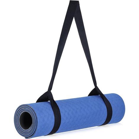 Sangle de transport pour tapis de yoga - En polyester - Noir - 38 mm x 1,5 m - Sangle de fixation polyvalente pour tapis de yoga, tapis de gymnastique, tapis d'entraînement, tapis de fitness (1/5)