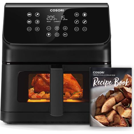 COSORI Friggitrice ad Aria 6,2 Litri con Finestra, Air Fryer con 12 Funzioni（Panificazione e Arrosto), One-Touch Display, Tempo e Temperatura Regolabili 75-205℃, 30 Ricette Cartacee & 50 Online, 1700W (1/4)