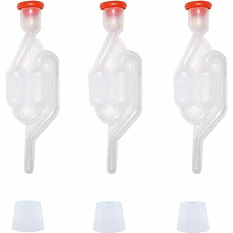 Tapón de fermentación, 3 esclusas de aire con 3 tapones de goma y orificio para elaboración de cerveza y fermentación de vino. (1/3)