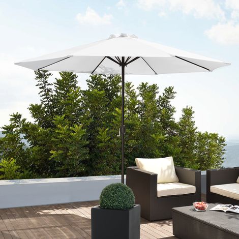 Ombrellone da Giardino Budapest con Palo Centrale e Meccanismo a Manovella 230 x Ø300 cm Bianco casa.pro (1/5)