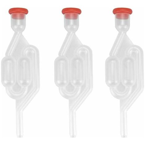Bonde de Fermentation Plus Bouchon Tubes Fermentation Barboteur Plastique Soupape d'Échappement de Fermentation SAS Airlock Bubbler Transparent pour Brassage de Bière Vin Cidre,3 PCS 175cm， (1/5)