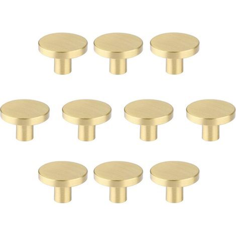 Boutons de meubles en laiton brossé, boutons de tiroir de commode dorés pour placards, couloirs, salles de bains et cuisines, paquet de 10 (champignon de 30 mm) (1/5)