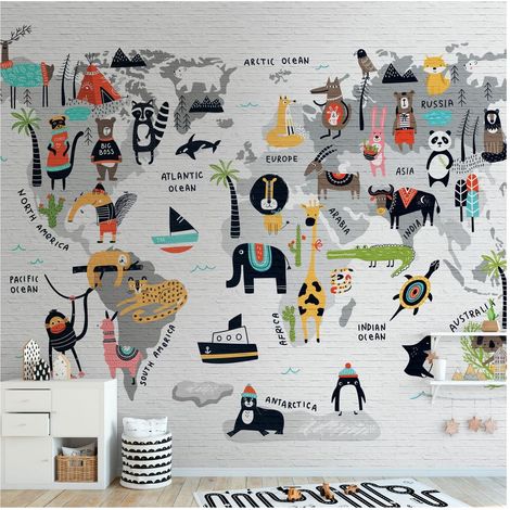 Sfondo fotografico Profhome 382971 Carta da parati TNT goffrata a caldo liscia per bambini opaca grigio nero giallo azzurro 3,71 m x 2,8 m (1/4)