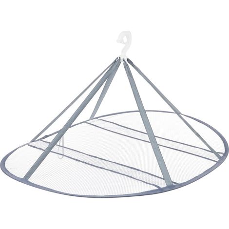 1 séchoir à linge suspendu, pliable, en filet pour sécher le linge, les chaussettes et les chaussures à plat. Idéal pour balcon, intérieur et extérieur. Dimensions : 76 x 61 cm. (1/5)