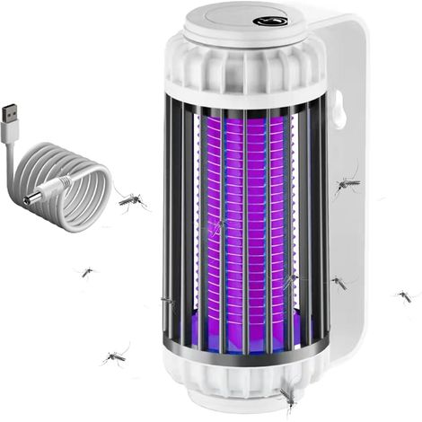 Lampe Anti Moustique Usb, Anti Moustique Electrique Rechargeable, Produit Anti Moucherons Interieur électrique, Piege A Mouche Electrique Camping Exterieur Anti Insecte Mouche UV (avec batterie, gris)