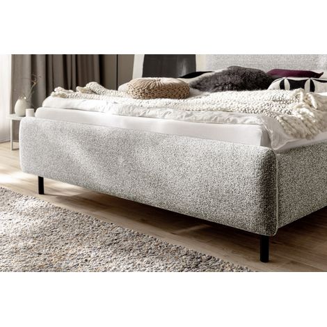 Meise Möbel Stauraumbett Primo 160x200 cm Bettkasten & Lattenrost Strukturstoff Beige Metallfuß schwarz (1/5)