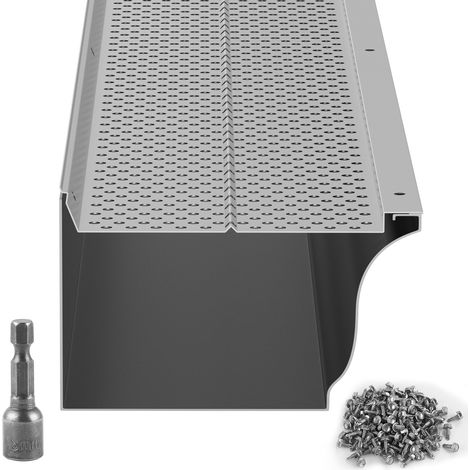 Mophorn Rejilla de Protección de Canalones 127 mm Protector de Hojas para Canalones Aluminio 52 PCS Longitud 63,4 m Agujero 4 mm Espesor 0,5 mm Protector de Canalones Anti-hojas para Canalones de Teja