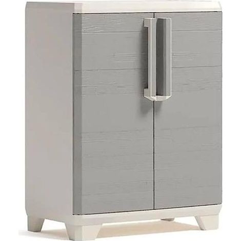 ARMADIO RESINA """KETER WOOD""" BASSO L68 P39 H90 BEIGE/EFFETTO LEGNO
