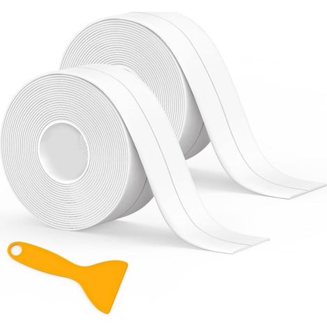 2 Pieces White Silicone Sealant Roll Bathroom, White Adhesive Tape Kitchen Sealing Tape, Anti-Leakage Suitable for Bathroom, Toilet, Many Occasions (320 3.8Cm) (1/5)
