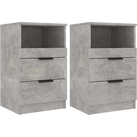 Maison Exclusive - Mesita de noche 2 uds madera contrachapada gri (1/5)