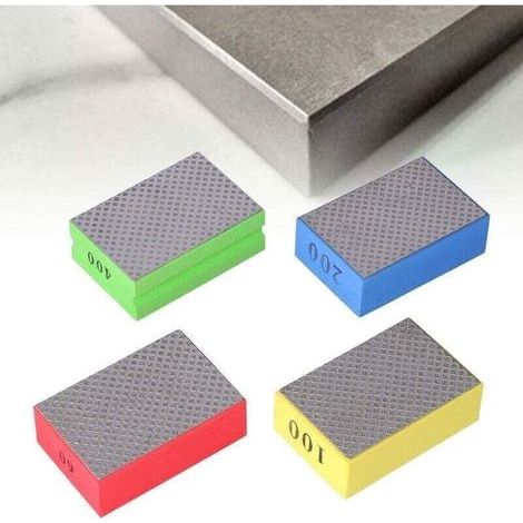 Set di 4 dischi diamantati per lucidatura manuale, blocchi abrasivi per taglio e sbavatura di piastrelle e pietra, grana 60, 100, 200 e 400. (1/4)