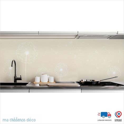 Crédence : Fleurs et pissenlits - Couleur Blanc perle - Alu composite - 60 - 120 (1/3)
