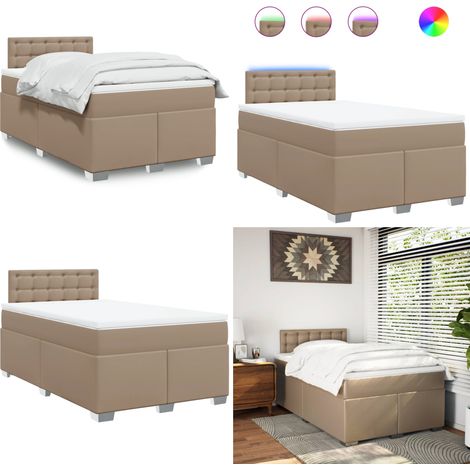 vidaXL Sommier à lattes de lit matelas cappuccino 120x190cm similicuir (1/5)