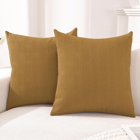 Juego de 2 fundas de cojín de 50x50 cm, con cremallera oculta, doble cara, estilo moderno, supersuaves, lavables, ideales para la decoración de interiores de sala de estar y dormitorio, color camel. (1/5)