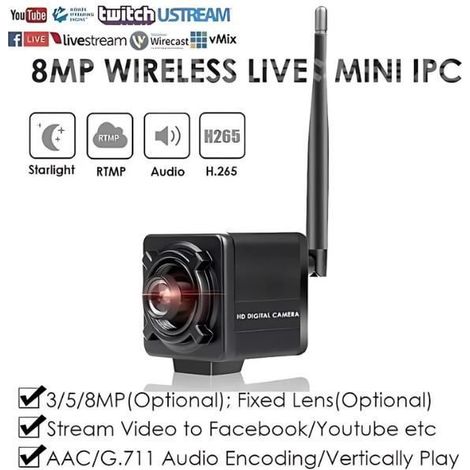 Caméra IP WiFi sans fil 4K 8MP Streaming en direct Push Video