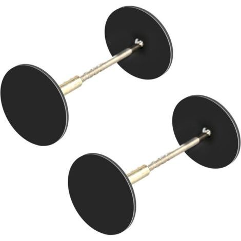 Lot de 2 cache-trous ronds pour poignée de porte - Plaque métallique - Pour réparation de trou de porte - (Noir)