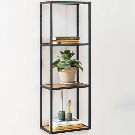 Étagère murale Dover 37cm - chêne/noir (1/5)