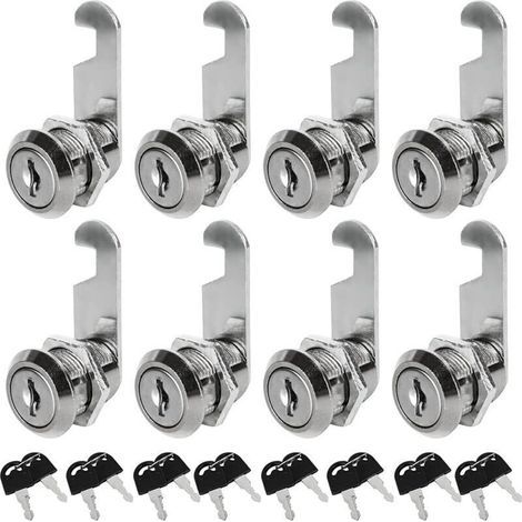 Lot de 8 serrures à came de 30 mm avec clés identiques pour sécuriser votre armoire de fichiers, tiroir, boîte aux lettres de camping-car, porte et boîte à outils (1/5)