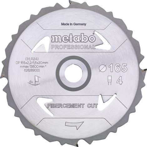 Metabo FIBERCEMENT CUT PROFESSIONAL 628287000 Kreissägeblatt 160 x 20 x 1.6 mm Zähneanzahl: 4 1 St.