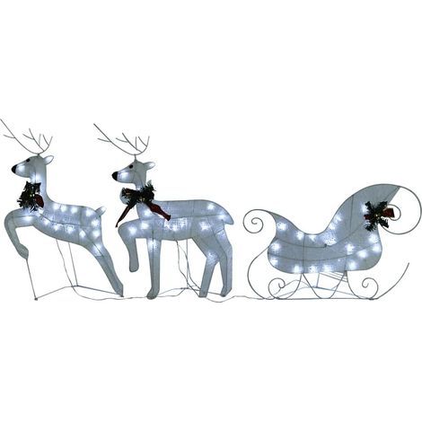 Décoration de Noël Renne et traîneau 60 LED extérieur Blanc (1/5)