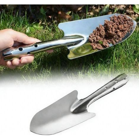 Stainless steel soil sampling shovel, small durable metal garden trowel with ergonomic handle, garden trowel for planting, transplanting, weeding, digging (27 cm) (1/5)