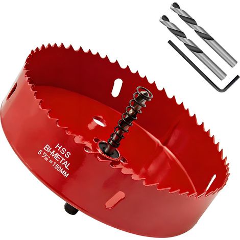 Scie Cloche 150mm,HSS M42 Bi-Métal Scies-cloches Bois,avec adaptateur de tige triangulaire et foret de centrage,pour boîte de mur creux,Cloison Sèche, Plastique,Plaque de Plâtre (1/5)