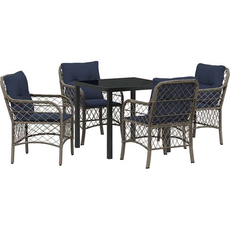 Maison Exclusive - Set da Pranzo per Giardino 5 pcs Grigio e Nero Rattan (1/5)
