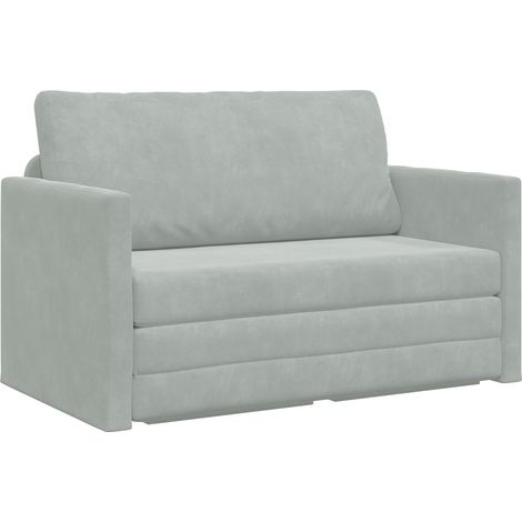 Vidaxl – Canapé convertible 124x204x61 cm – Velours gris clair – Assise spacieuse – Structure en bois robuste – Montage facile (1/5)