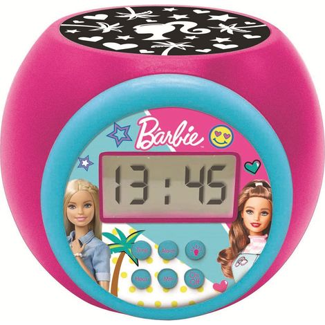 Lexibook, Barbie, Sveglia a proiettore con funzione snooze e sveglia, luce notturna con timer, schermo LCD, funzionamento a batteria, rosa, RL977BB (1/5)