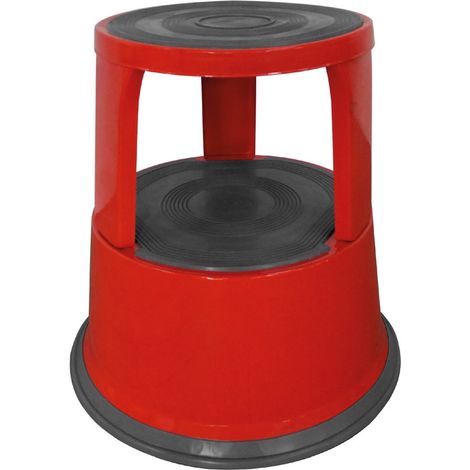Marchepied en acier Stockman RSS capacité 150kg rouge 2 marches hauteur 43cm avec roulettes (1/2)