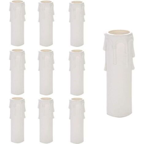 SABIR Lustre Plastique Bougies, 10 Pièces Lustre Bougie Goutte, Bougies Lustre Tubes, Bougies Gouttes Tubes, Lustre Manches Bougie, Lustre Bougies Couvre, Tubes Lustre, Accessoires Lustre, Blanc (2510 (1/5)