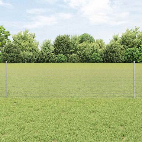 Zaun mit Pfosten Silber 0,5 x 10 m Stahl