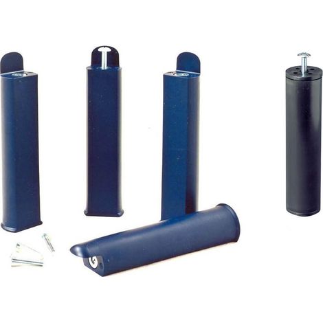 PLAST - Jeu de 4 pieds 22 cm bleus + pied central pour cadre à lattes
