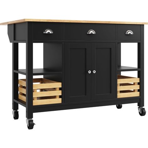 Îlot de cuisine moderne (120×45×90 cm) meuble de cuisine, buffet, desserte de salle à manger, desserte en bois à veinage, buffet de salle à manger, table à manger multifonction avec panier en pin, pan (1/5)