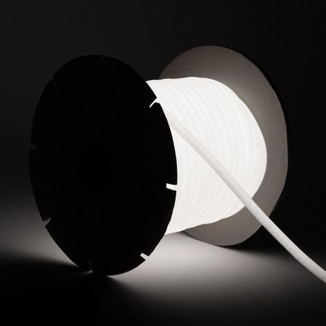 LED-Streifenrolle Neon Dimmbar 220V 50m Rund SFLEX14 8W/m Schnitt 100cm IP65 Kaltweiß